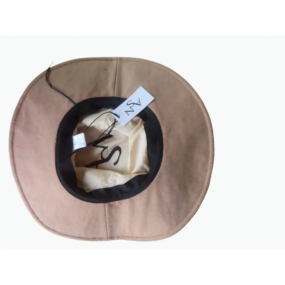 ASV by Asava Beige Felt Wide Brim Hat NWT – Braided Trim Band